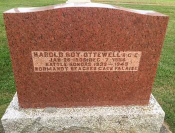 Harold Ottewell gravemarker, Bayview Cemetery